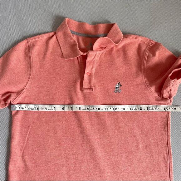 Disney Parks Coral With Embroidered Mickey Relaxed Fit Polo Shirt Size Small - Picture 5 of 6